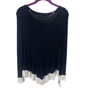 INC International Concepts Womens Tunic Top Handkerchief Hem Black Size Medium